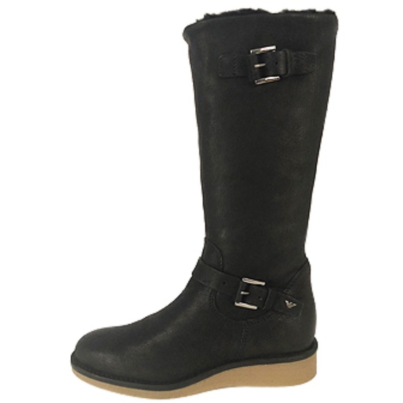 Emporio Armani Fur Lined Leather Nero Winter Boots - Picture 2 of 8